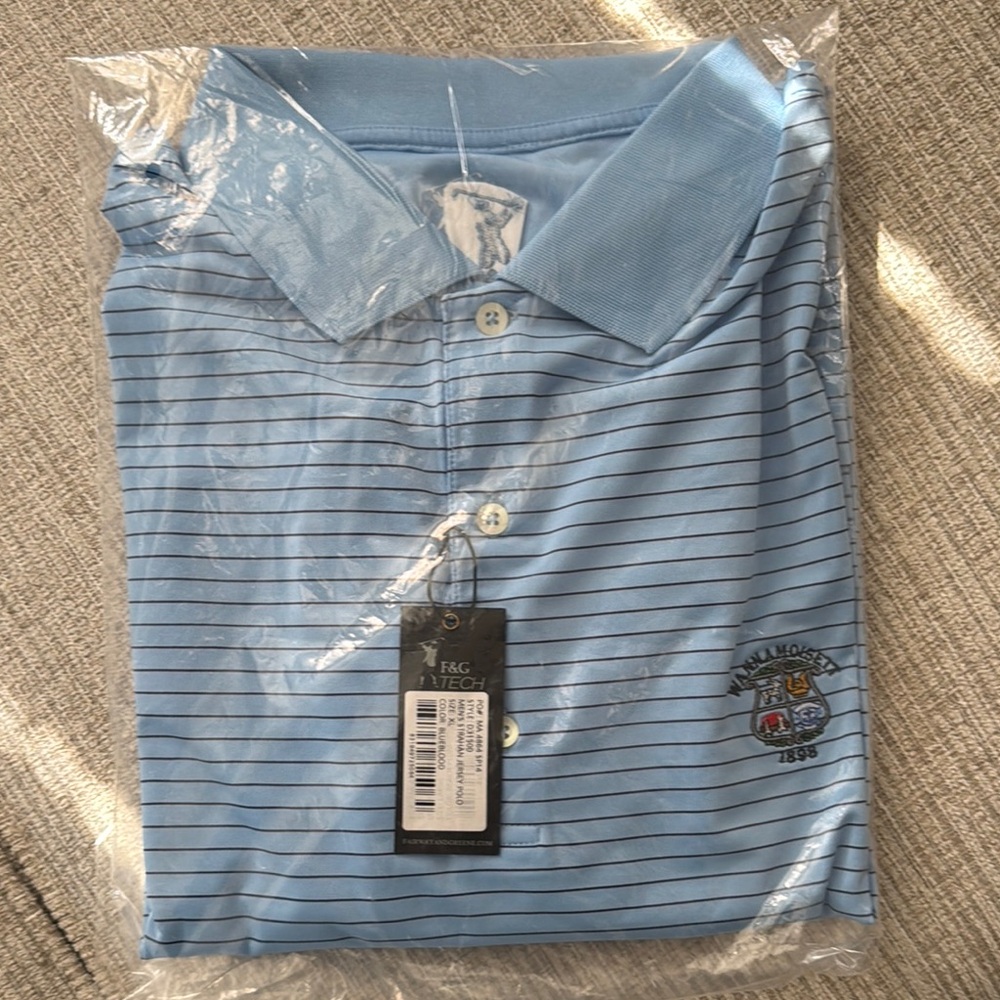 PGA Tour Blue Polo Shirt Classic Stripes